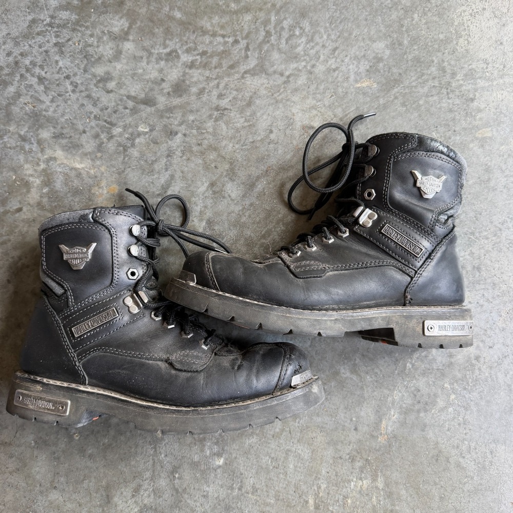 Vintage Y2K Harley Davidson Brake Light Boots Riding Leather Mens 9.5M Black